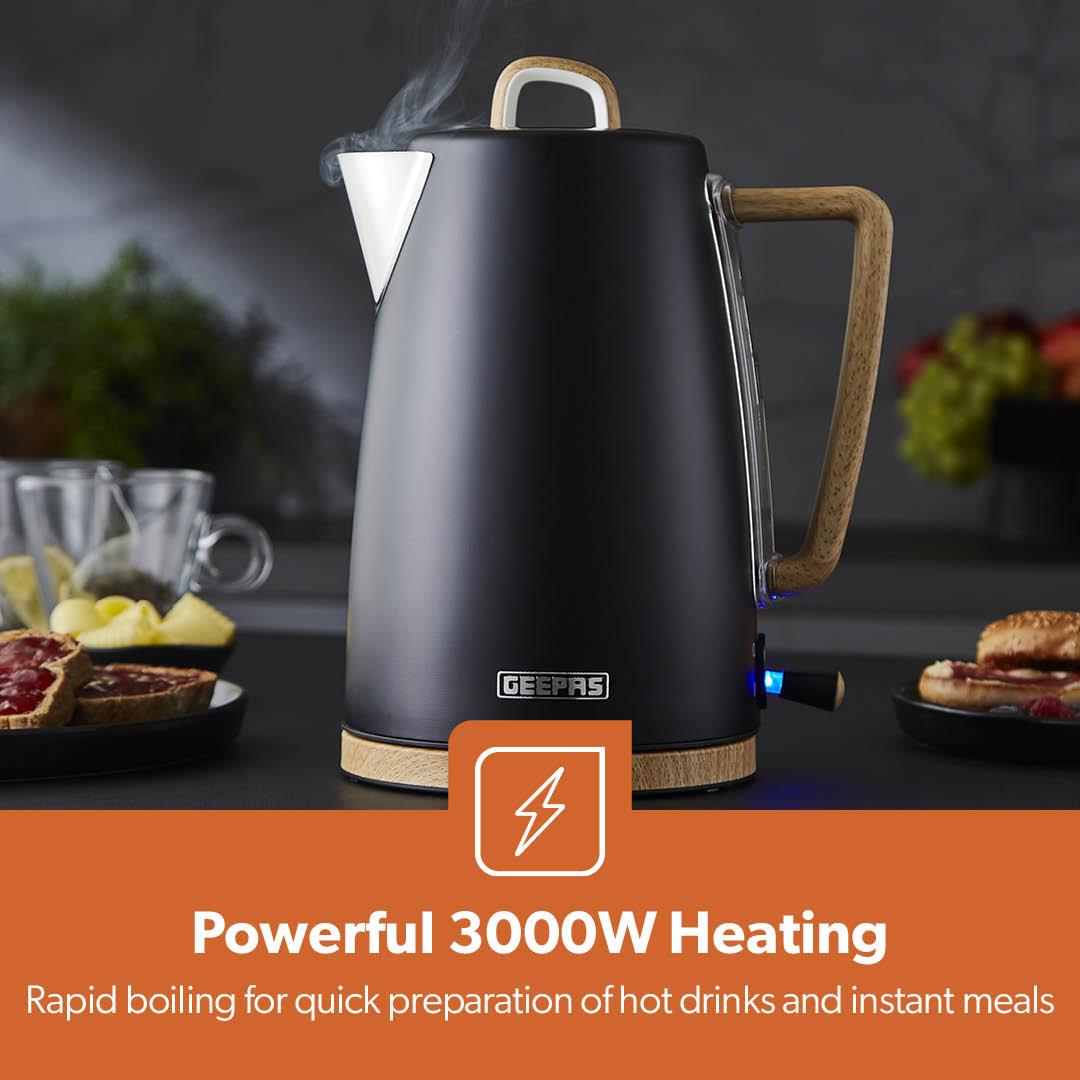 NordiQ Black 4-Slice Toaster & 1.7L Electric Kettle Matching Set