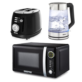 Digital 20L Microwave, Illuminating 1.7L Kettle & 2 Slice Toaster Set