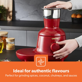 Red 750W Wet and Dry 3-In-1 Mixer Grinder With Stainless Steel Jars