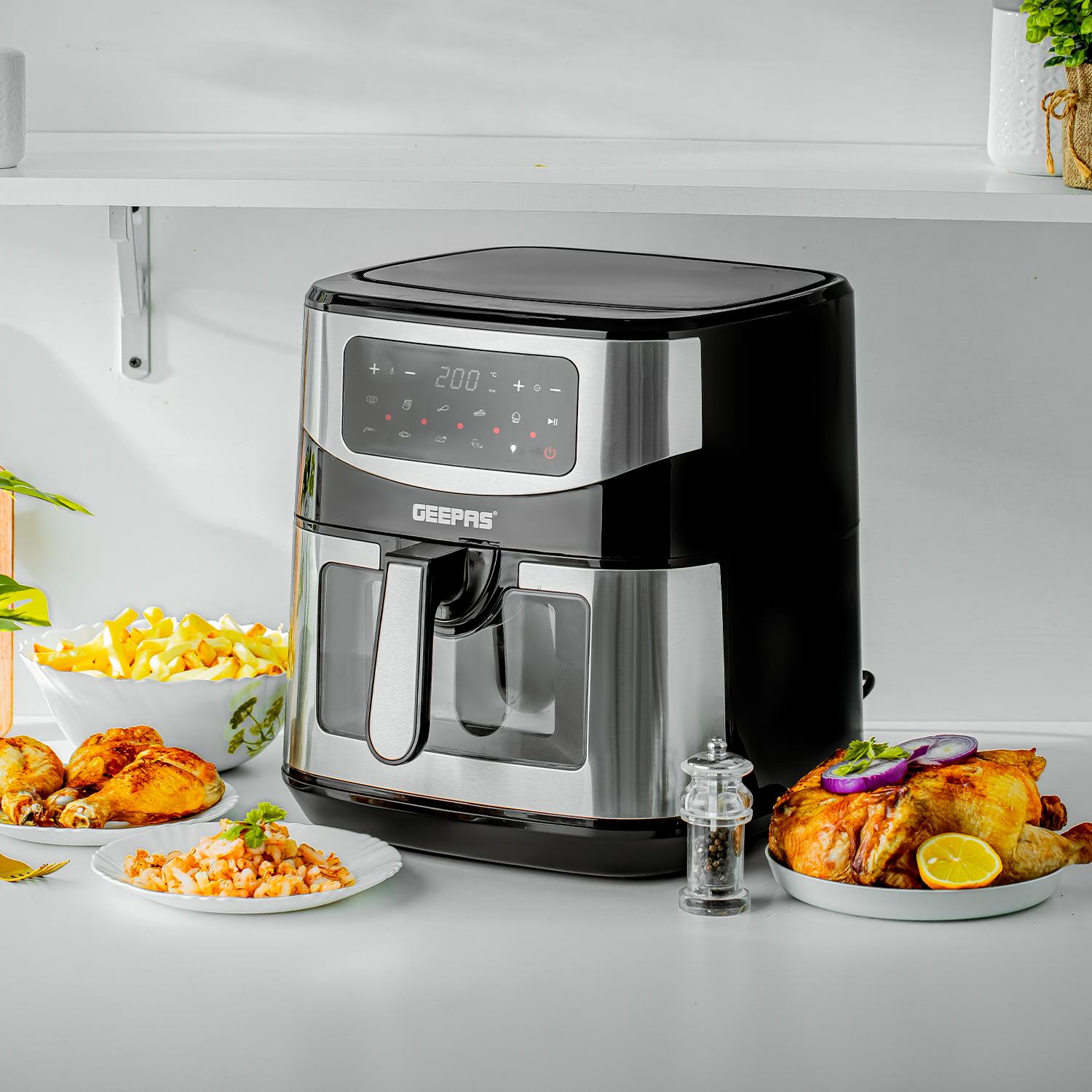 1.7L Electric Kettle, 2 Slice Bread Toaster & 9.2L Air Fryer Set