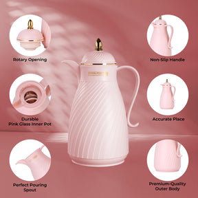 1L Baby Pink Insulated Air Pot Vacuum Flask Thermos Jug