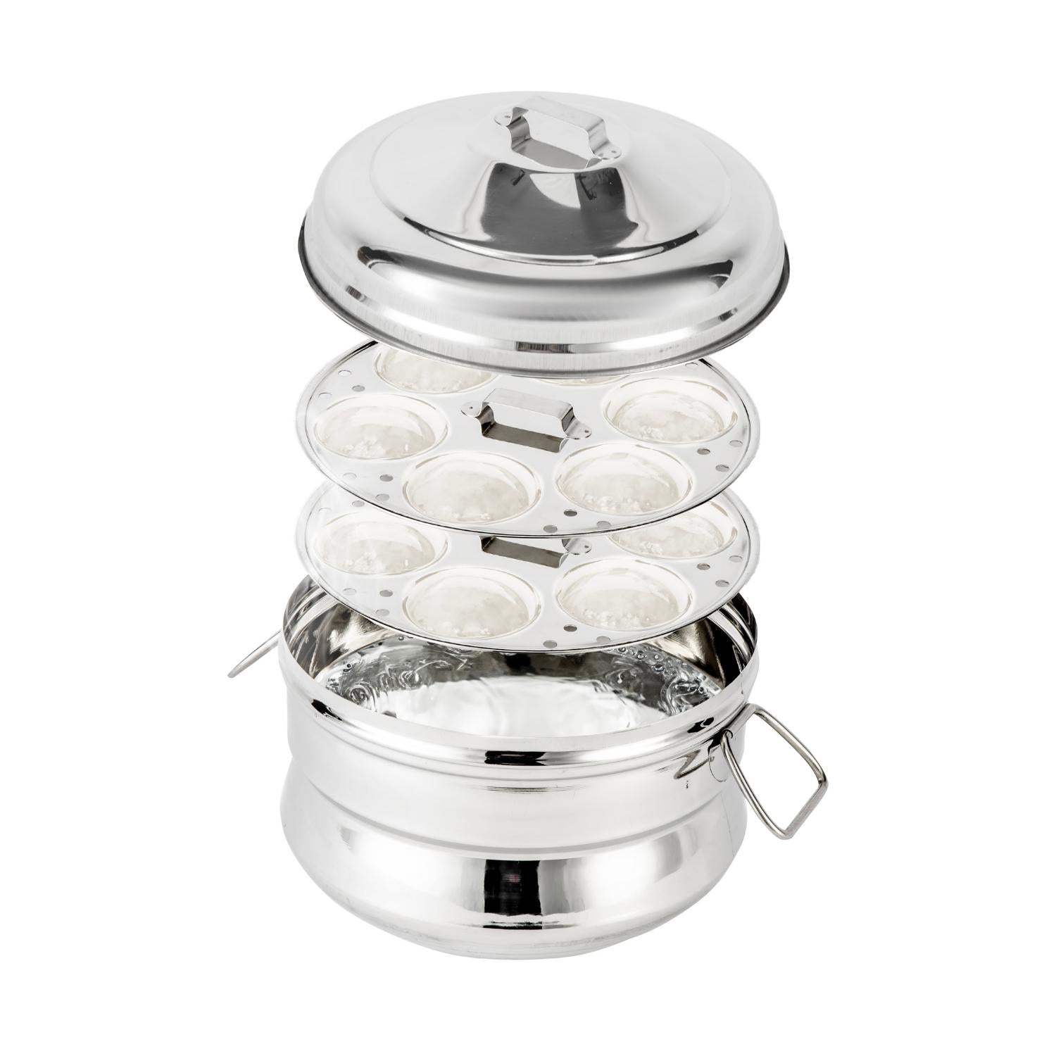 Two-Tier Stainless Steel Idly Steamer Pot With Handles