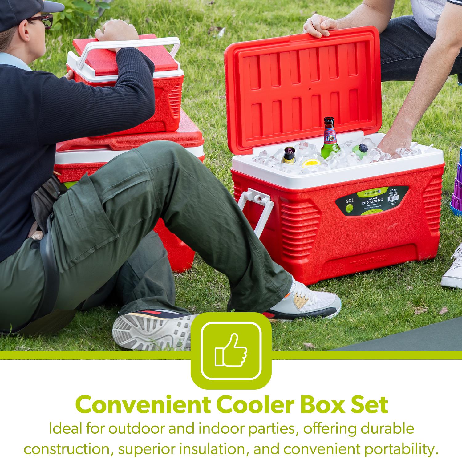 Red 3-Piece Ice Chest Cooler Set (5L, 25L & 50L)