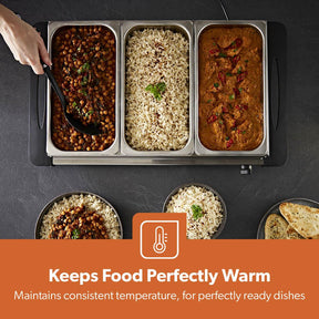 Pack Of 2 Electric Food Warmers Buffet Server 3 x 2.4L Trays With Lids