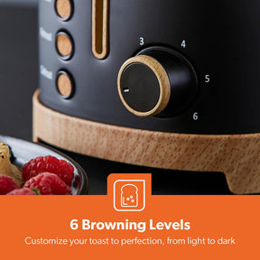 2-Slice NordiQ Black Toaster With 6 Browning Levels