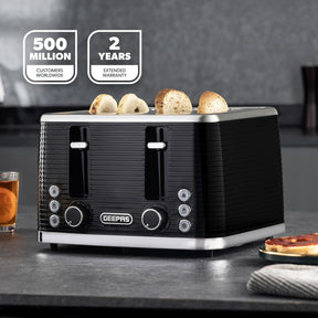 Black Linear 4 Slice Toaster With 7 Browning Levels 1600W