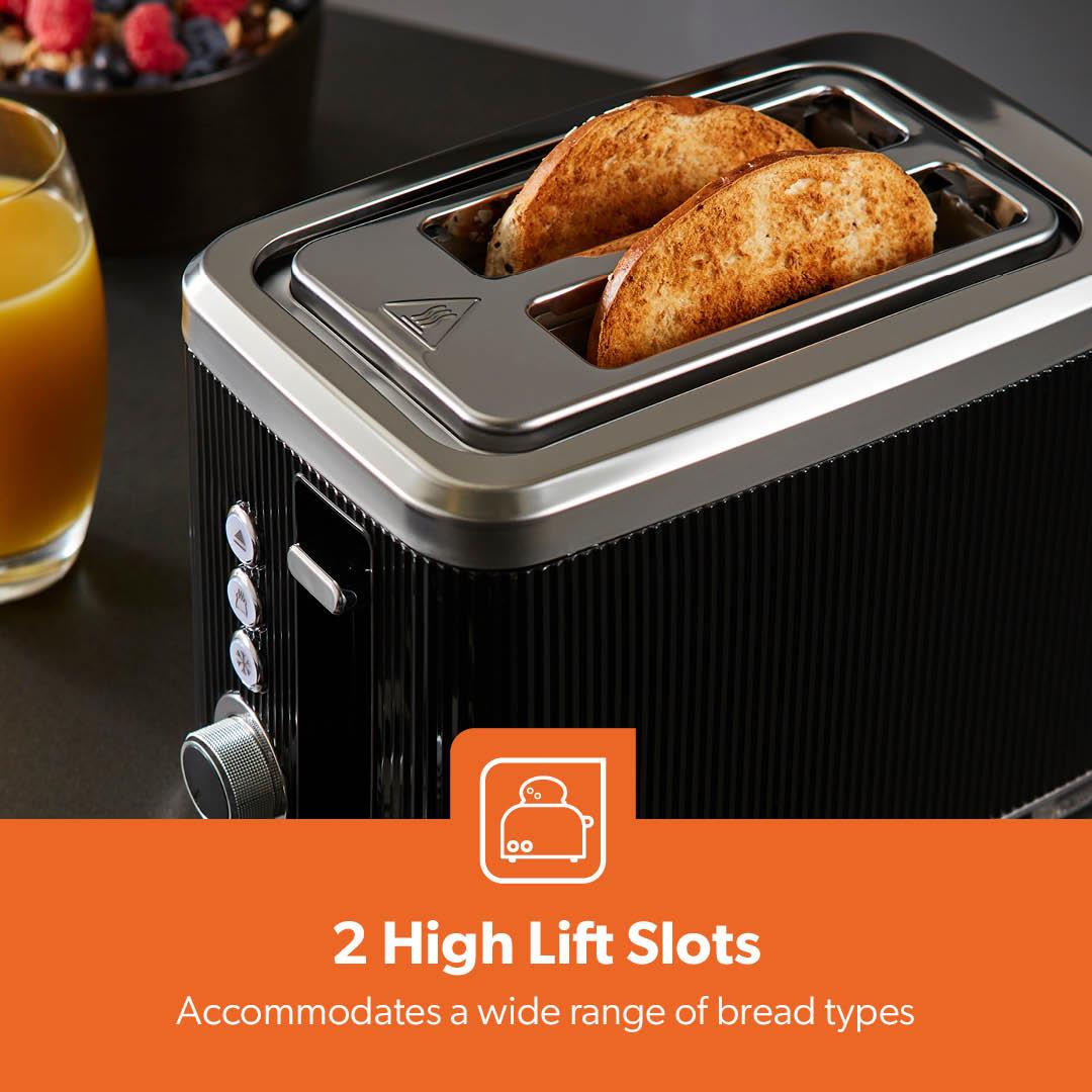 Black Arcus 2 Slice Toaster With 7 Browning Levels