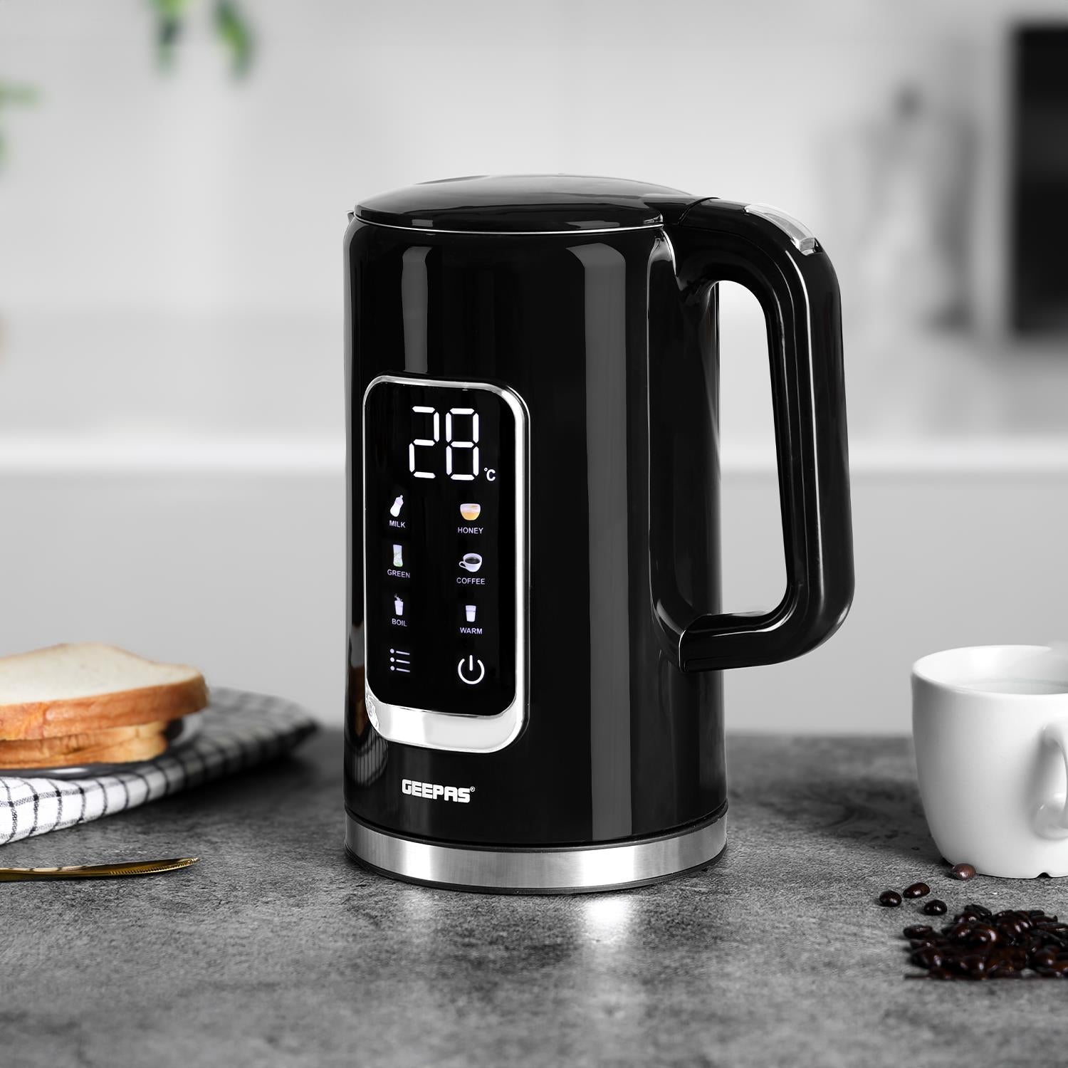 1.7L Digital Electric Kettle & 2 Slice Bread Toaster Combo Set