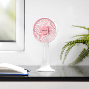 3-Speed White and Pink Handheld Mini Fan