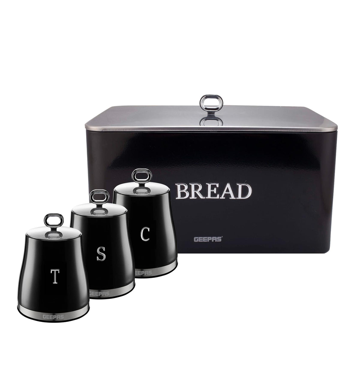 4-Piece Tea, Coffee, Sugar Canister Set Retrovive In Black