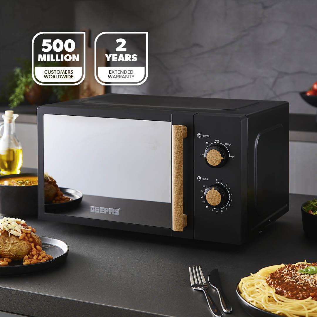 20L Black NordiQ Solo Microwave Oven With 5 Power Modes 700W