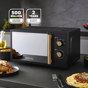 20L Black NordiQ Solo Microwave Oven With 5 Power Modes 700W