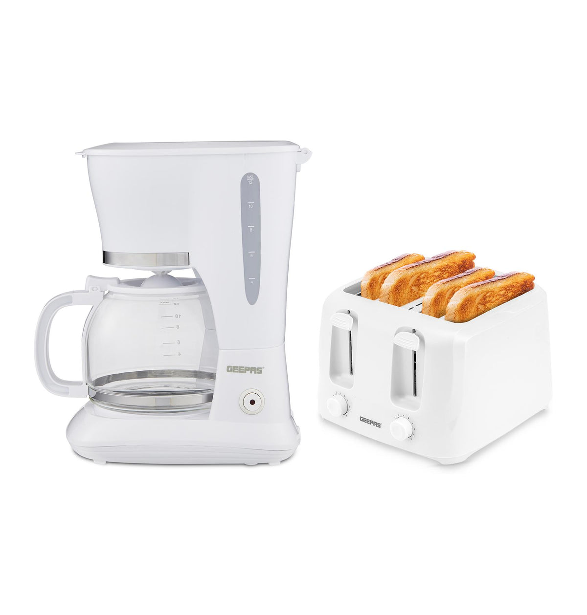 1.5L Filter Coffee Machine 800W & 1400W 4 Slice Toaster Kitchen Set
