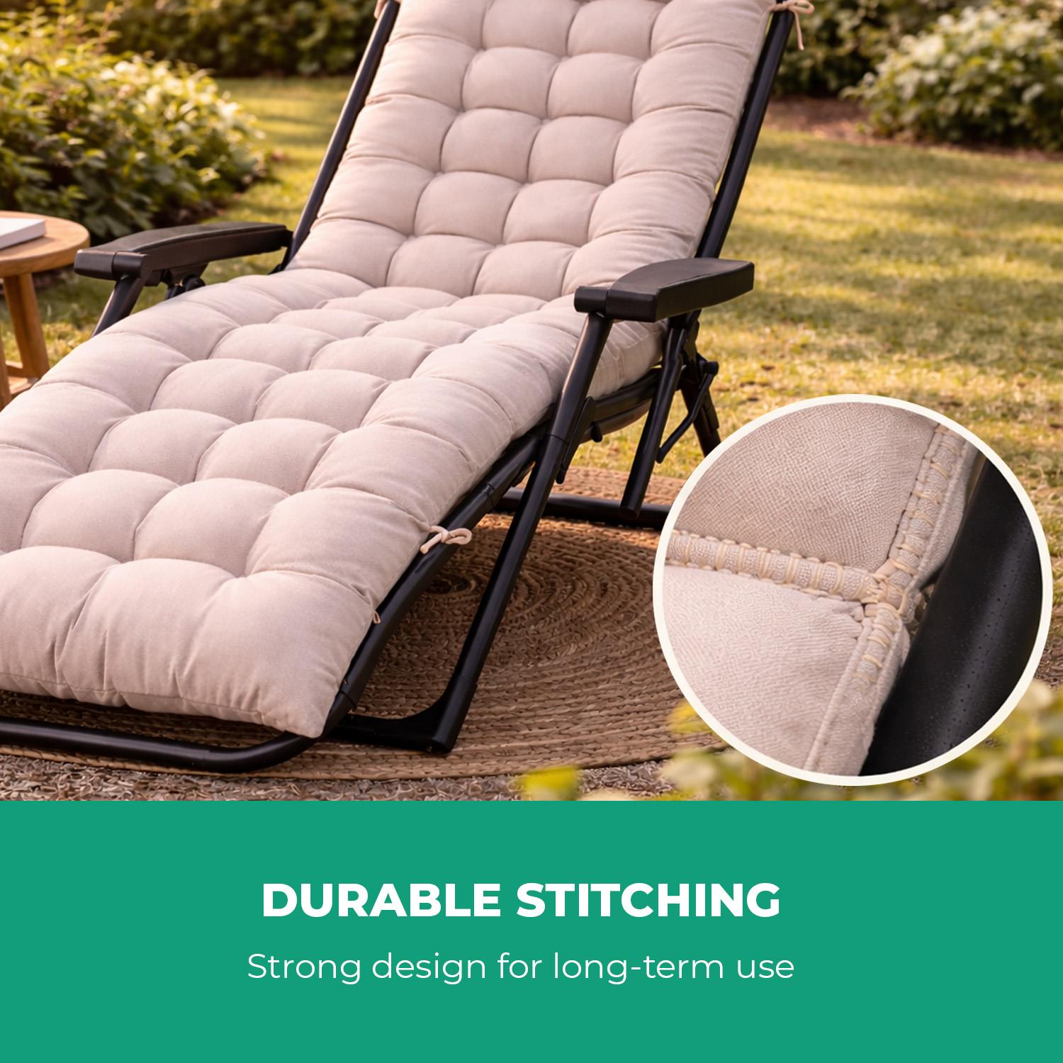 Cream Pack Of 2 Sun Lounger Cushions For Recliner Chair