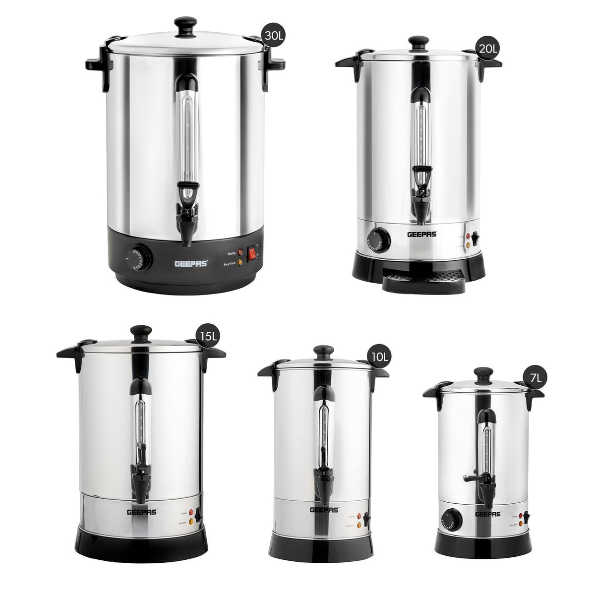 Stainless Steel Electric Tea Urn & Water Boiler (7L-30L)