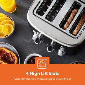Black Argyle 4 Slice Toaster & 1.7L Cordless Kettle Matching Set