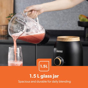 NordiQ Black 2-In-1 Jug Blender With 1.5L Glass Jug