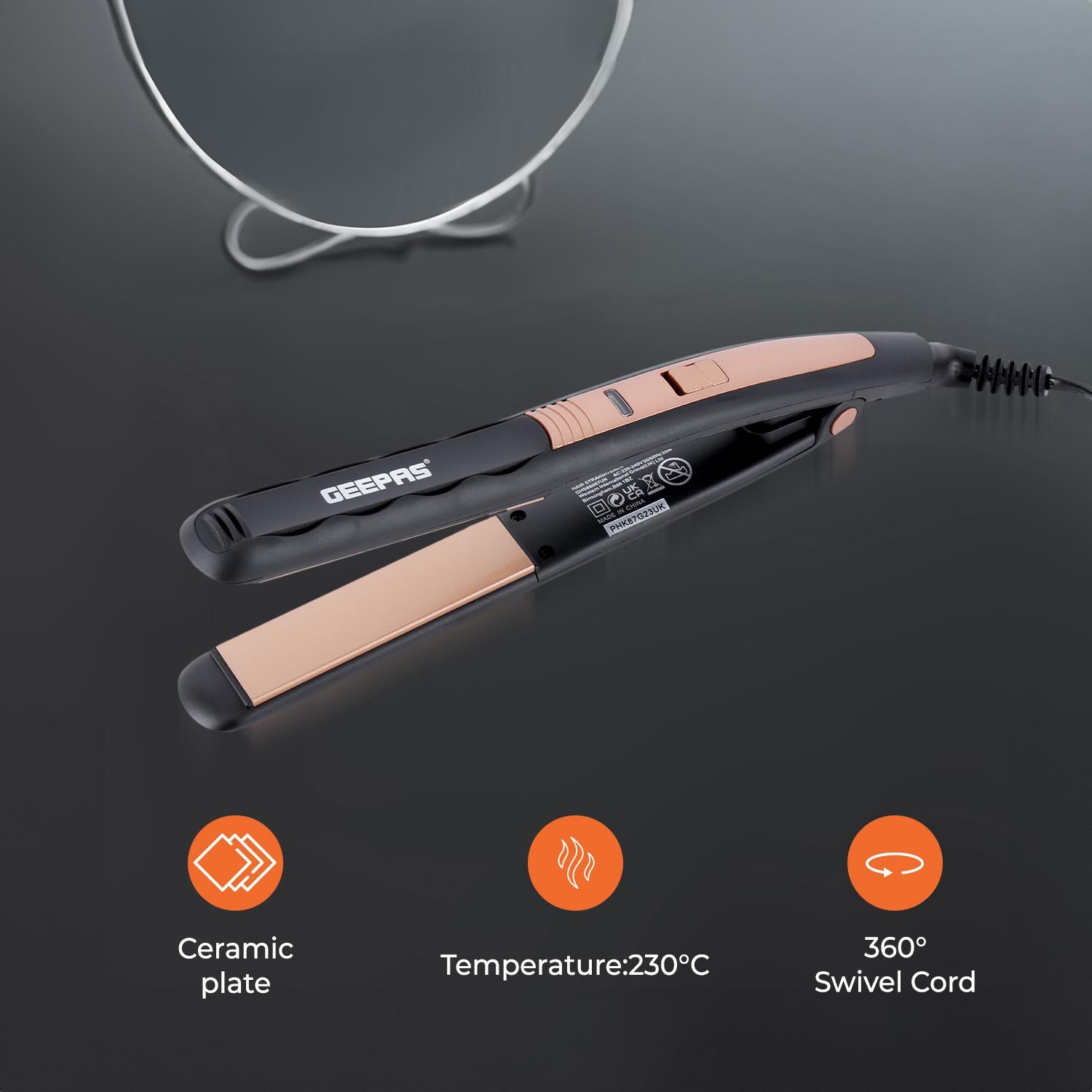 Ceramic Hair Straighteners With Adjustable Temperature and Swivel Cord