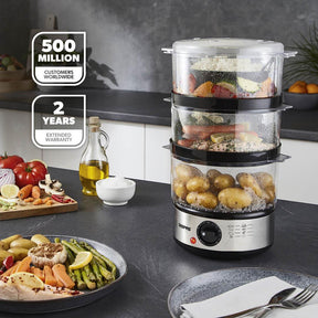 7.2L Stainless Steel Electric Food Steamer With 3 Tiers