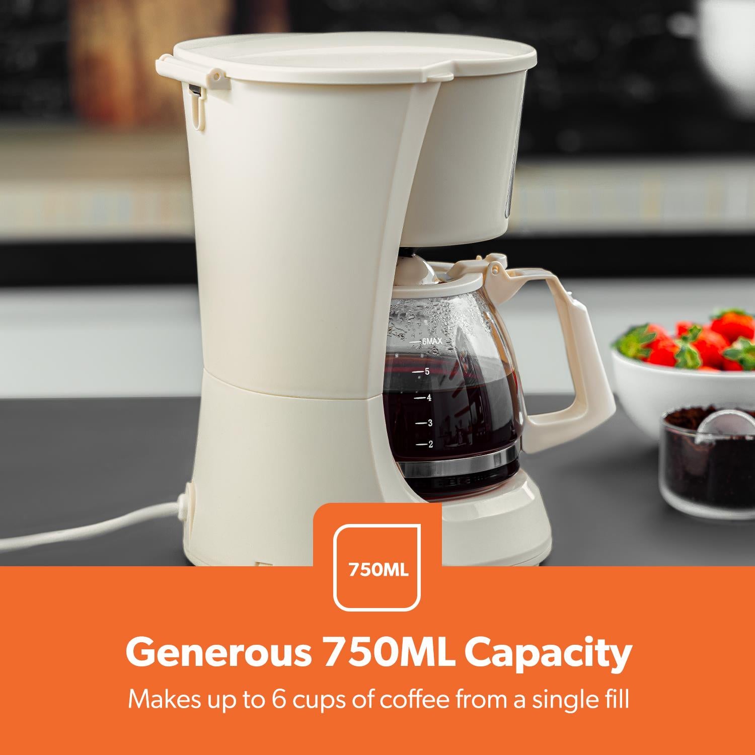 750ml Filter Drip Coffee Machine In Cream