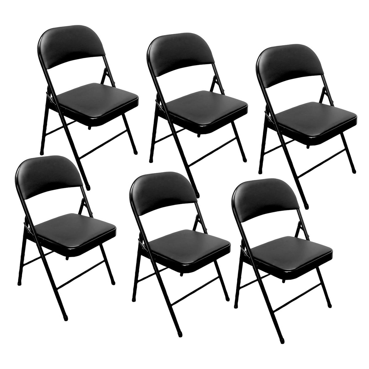 6 x Folding Padded Metal Chairs For Indoor and Outdoor