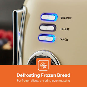 Vintage Cream Retrovive Four-Slice Bread Toaster