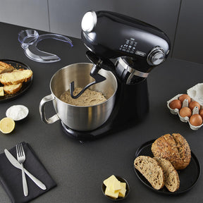 1000W Black Stand Mixer With 5L Bowl - 12-Speed With Beater & Dough Hook