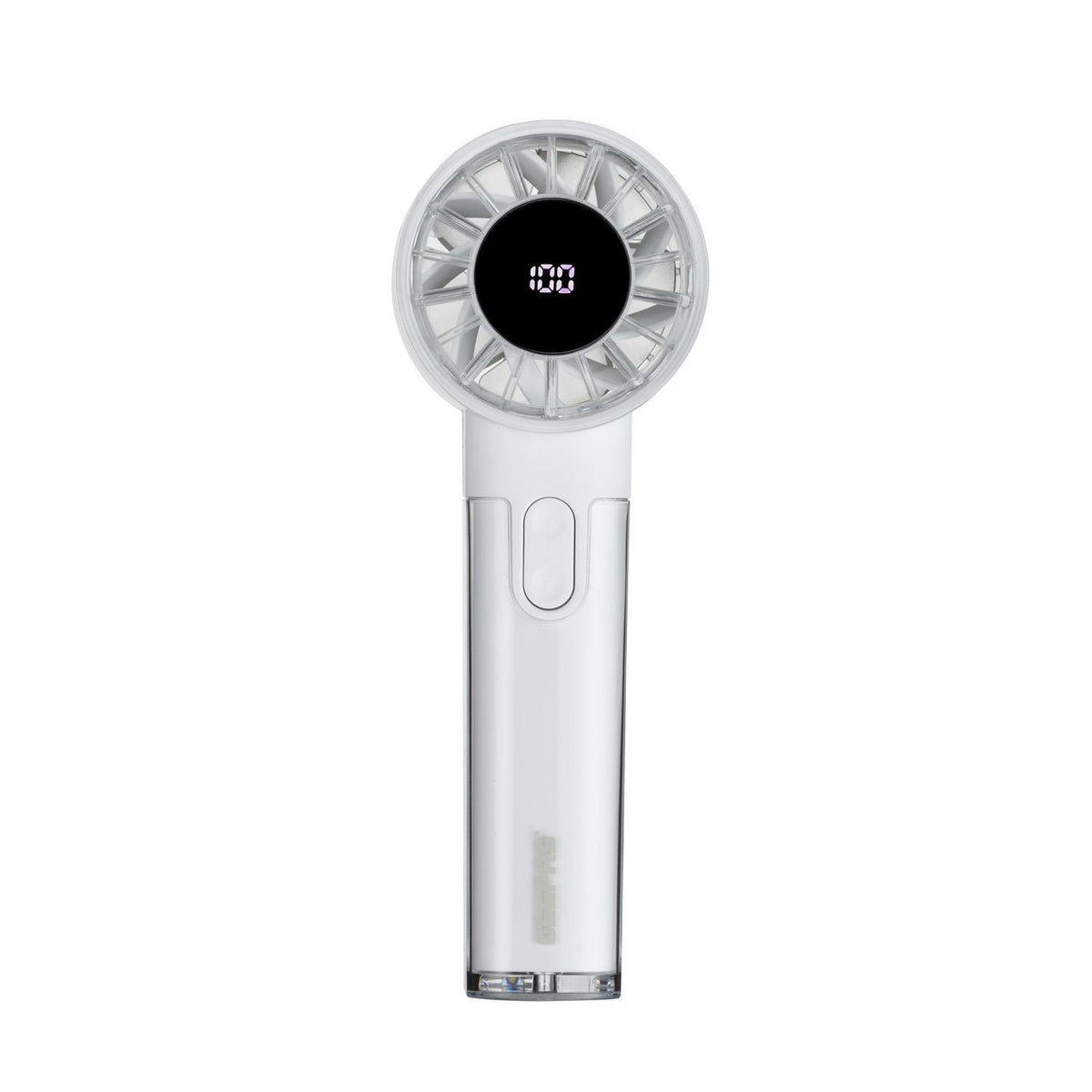 White 100-Speed Handheld Fan With Digital Display