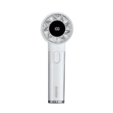 White 100-Speed Handheld Fan With Digital Display
