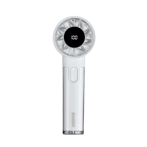 White 100-Speed Handheld Fan With Digital Display