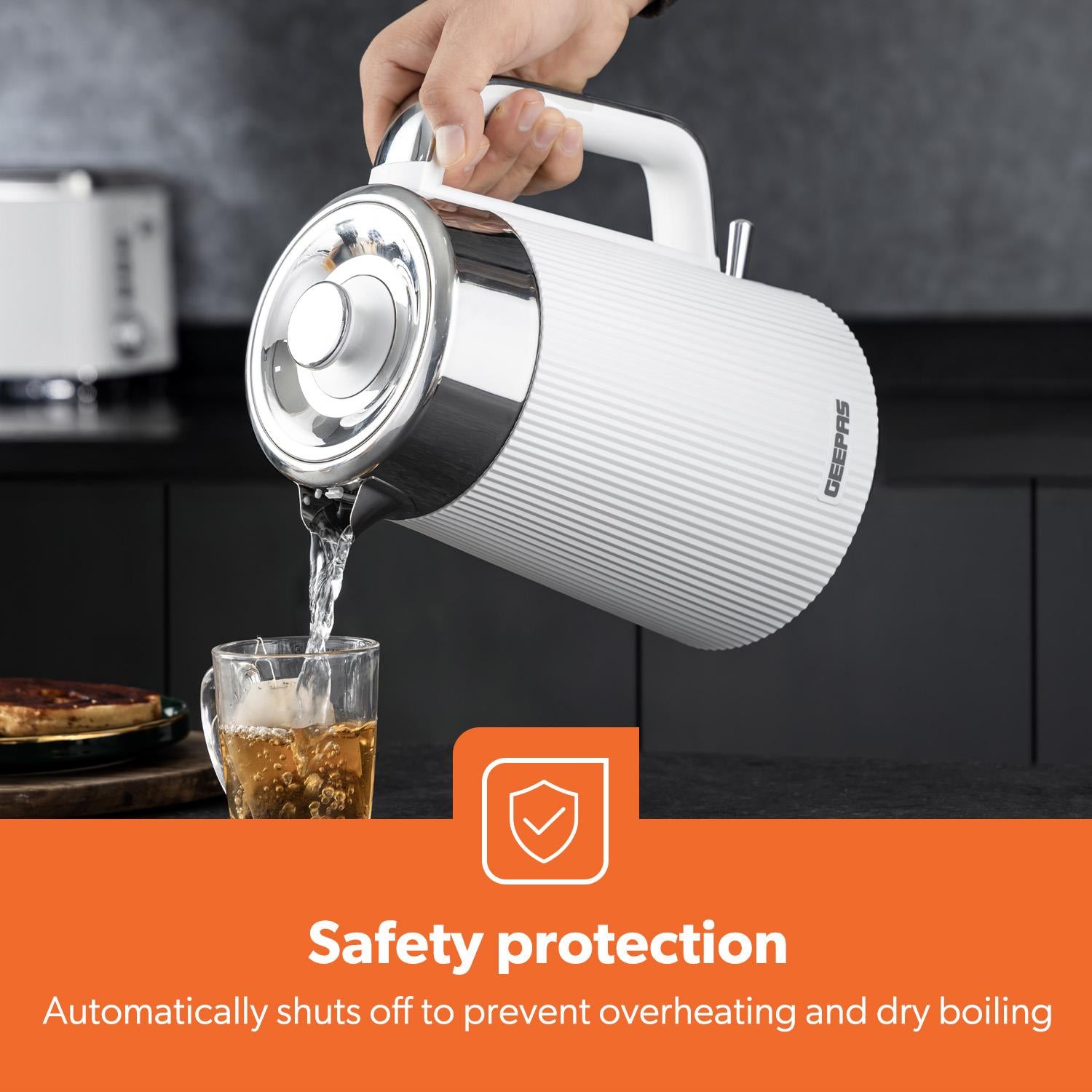 1.7L 3000W Electric Kettle & 2 Slice Toaster Kitchen Set Arcus White
