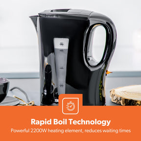 1.7L Electric Kettle & 650W 2 Slice Bread Toaster Kitchen Combo Set Black