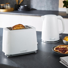 White Opus 1.7L Electric Kettle and 2-Slice Toaster Set