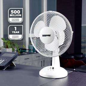 Quiet 9-Inch White Electric Portable Desk Fan