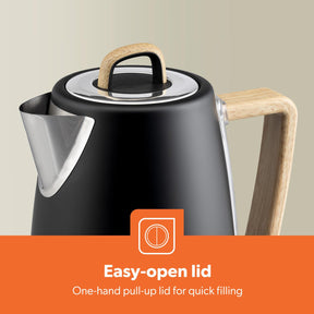 NordiQ Black 1.7L Fast Boil Stainless Steel Electric Kettle