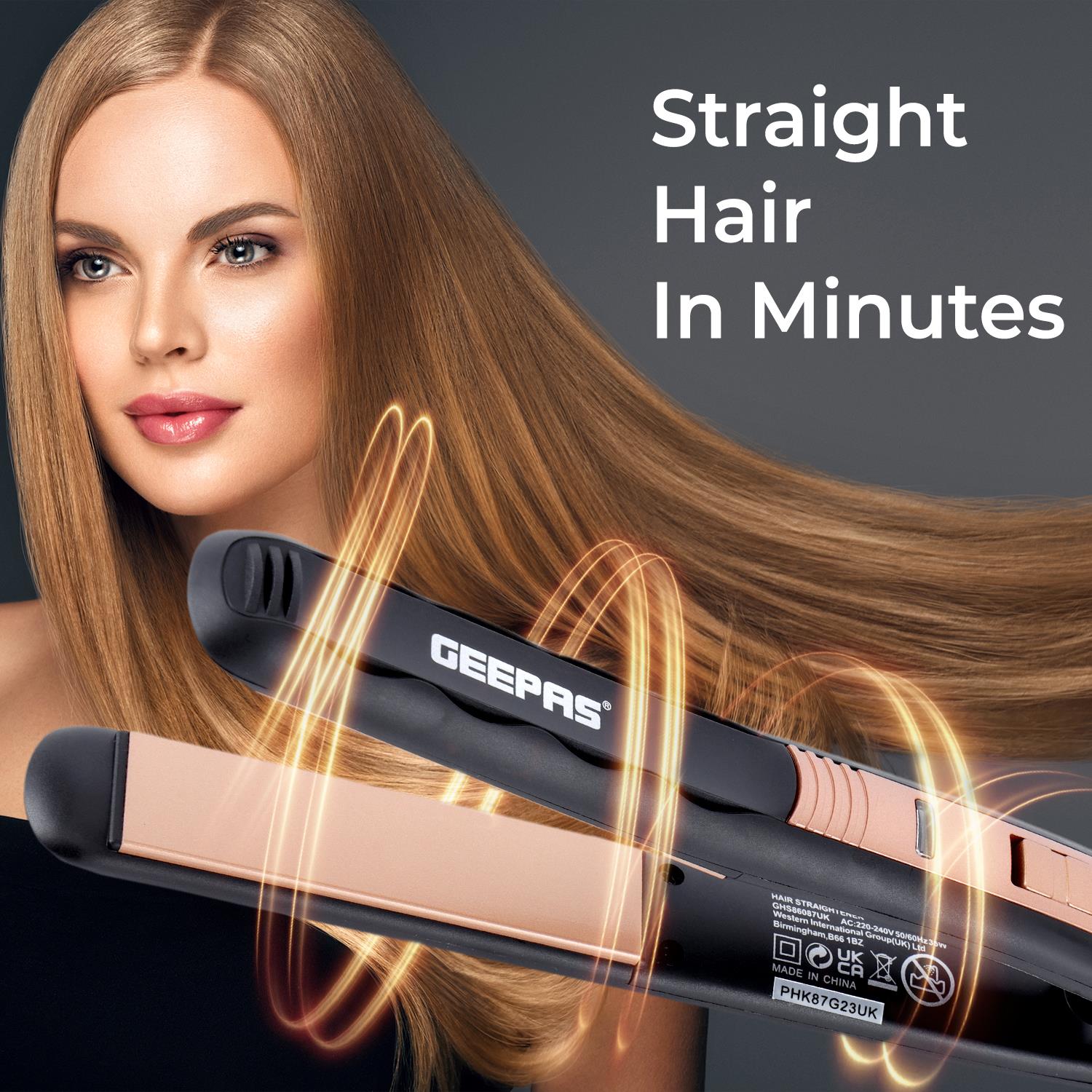 Ceramic Hair Straighteners With Adjustable Temperature and Swivel Cord