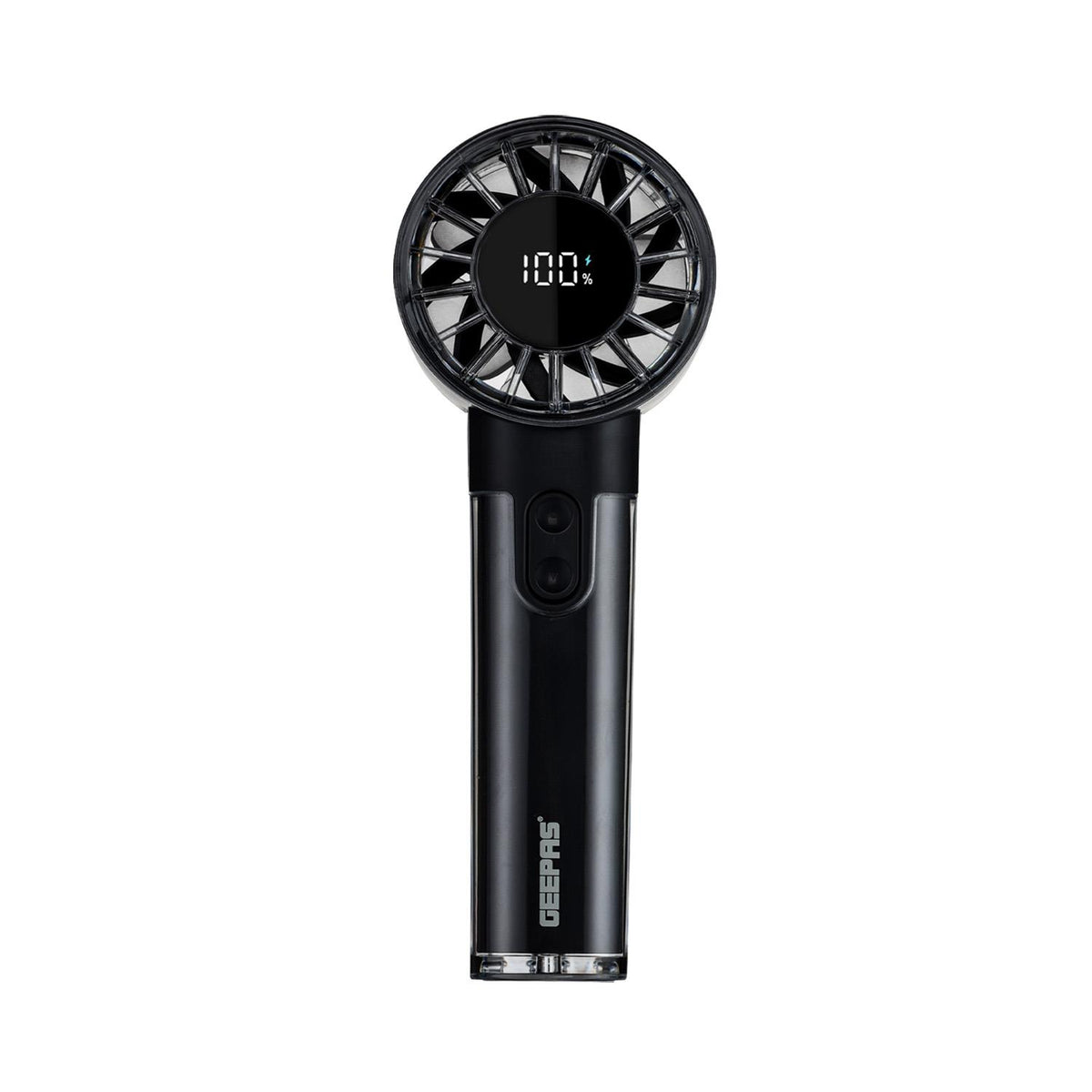100-Speed Black USB Rechargeable Handheld Fan