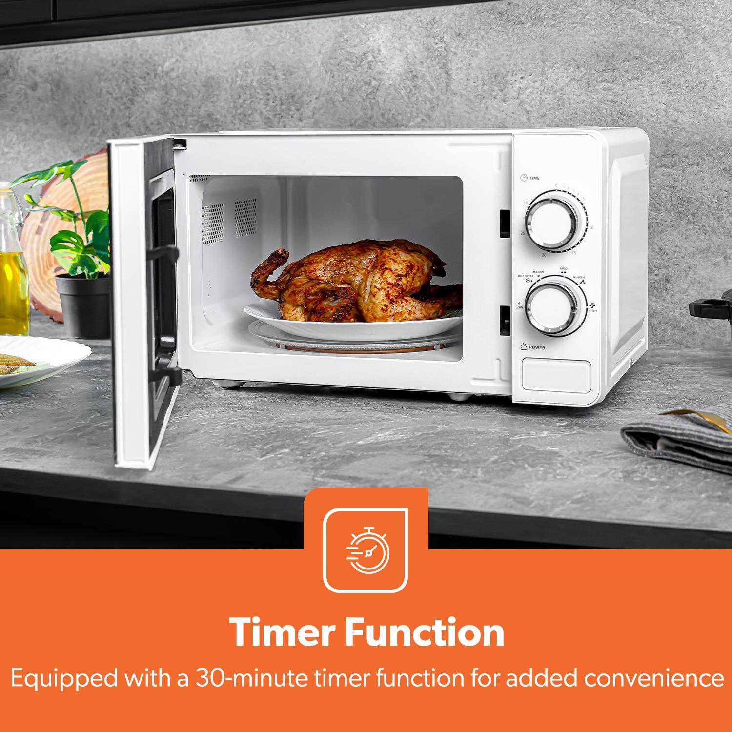 20L Manual Freestanding Microwave With Timer (White & Black)