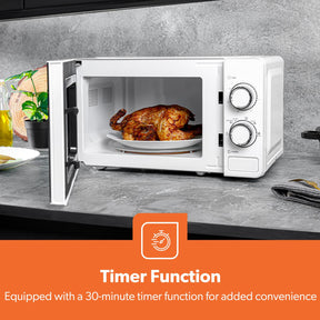 20L White Manual Microwave Oven With 5 Power Levels 700W