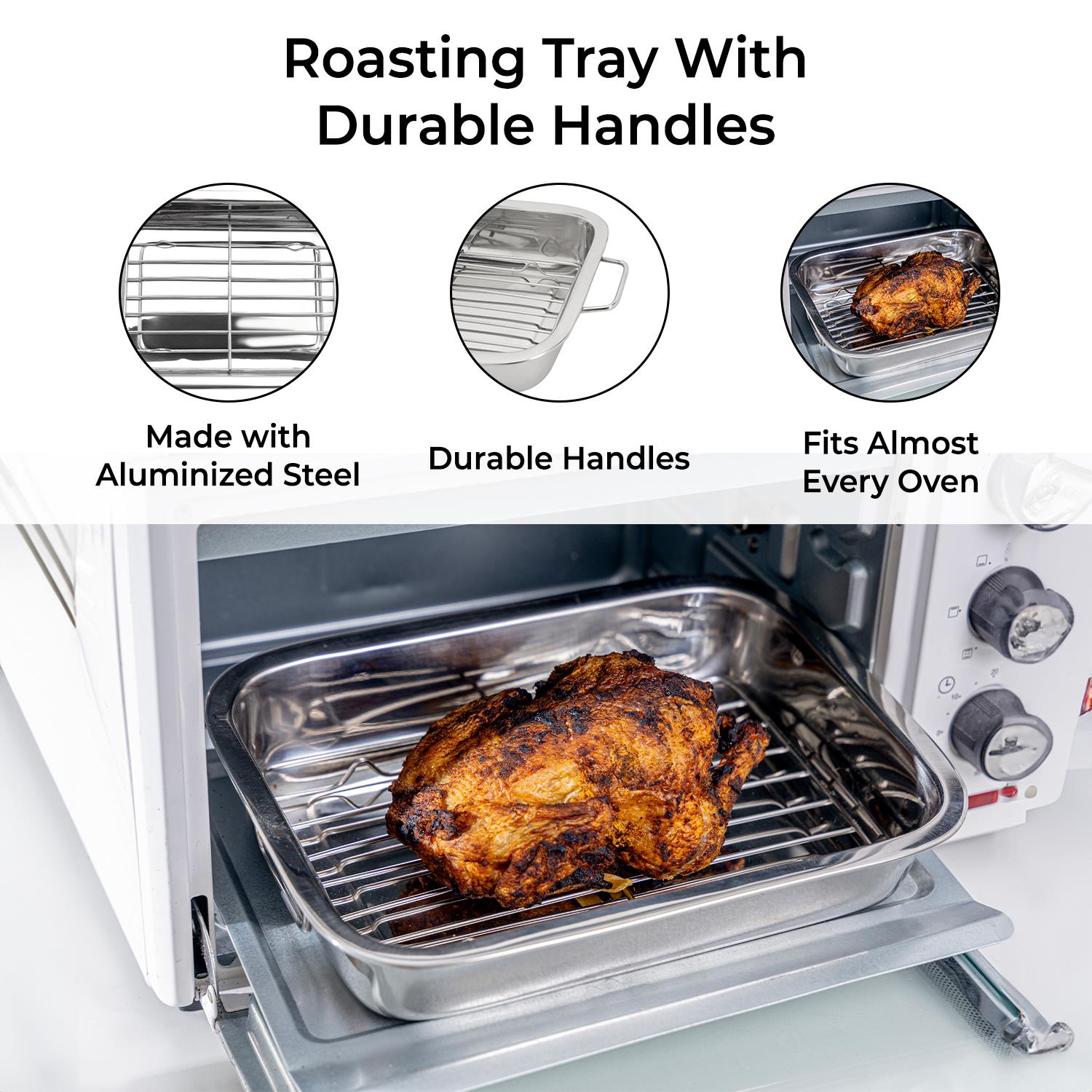 25cm Stainless Steel Roasting and Baking Grill Tray