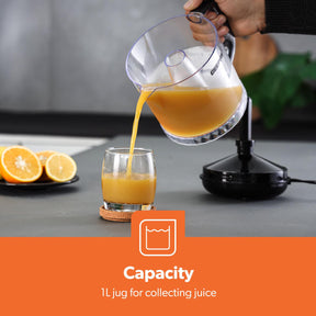 1L Electric Citrus Juicer, Clear-View and Bi-Directional Spin 25W