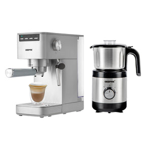 1450W Silver Slim Espresso Coffee Machine & Coffee Grinder Set