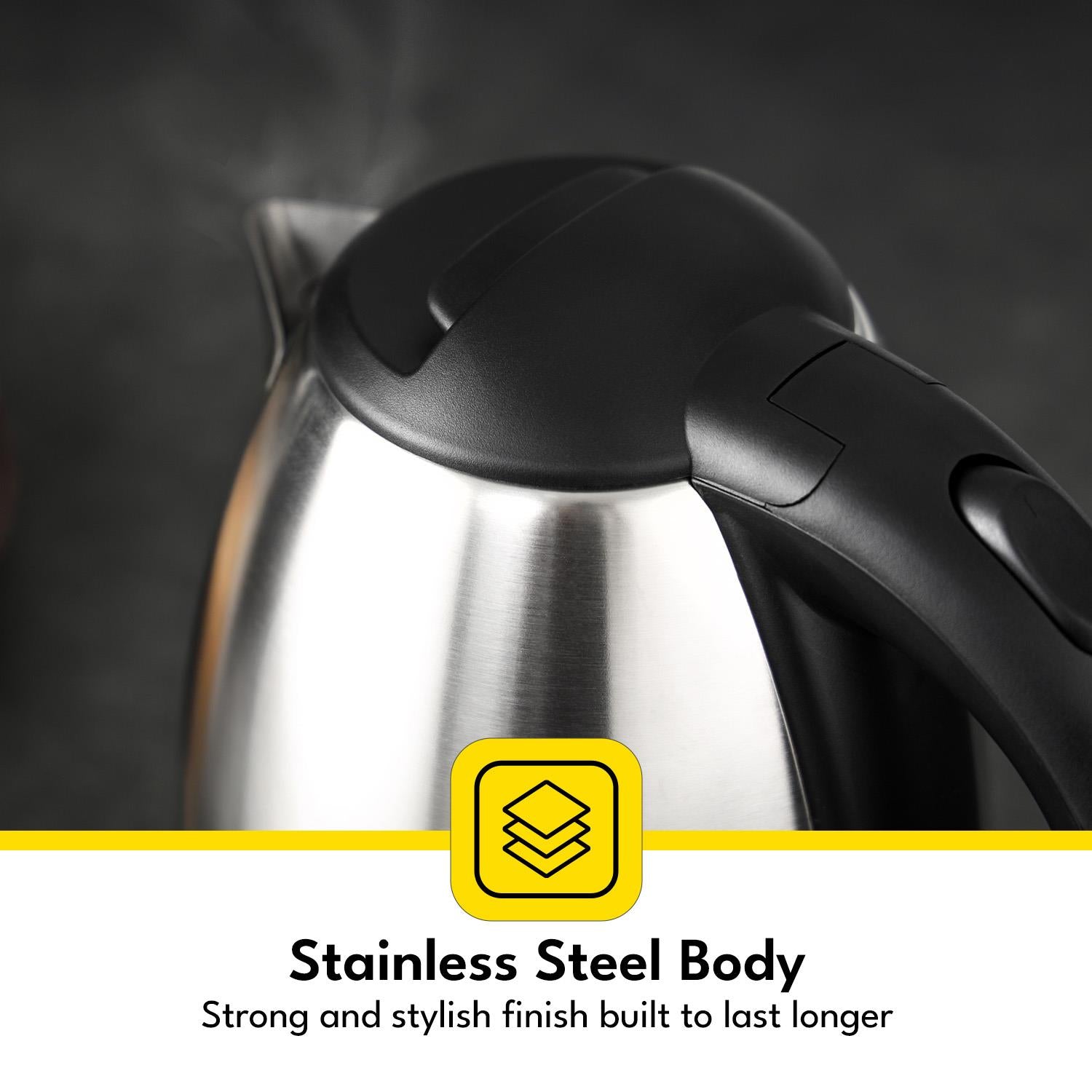 1.8L Stainless Steel Electric Kettle With Auto Shut-Off 1500W