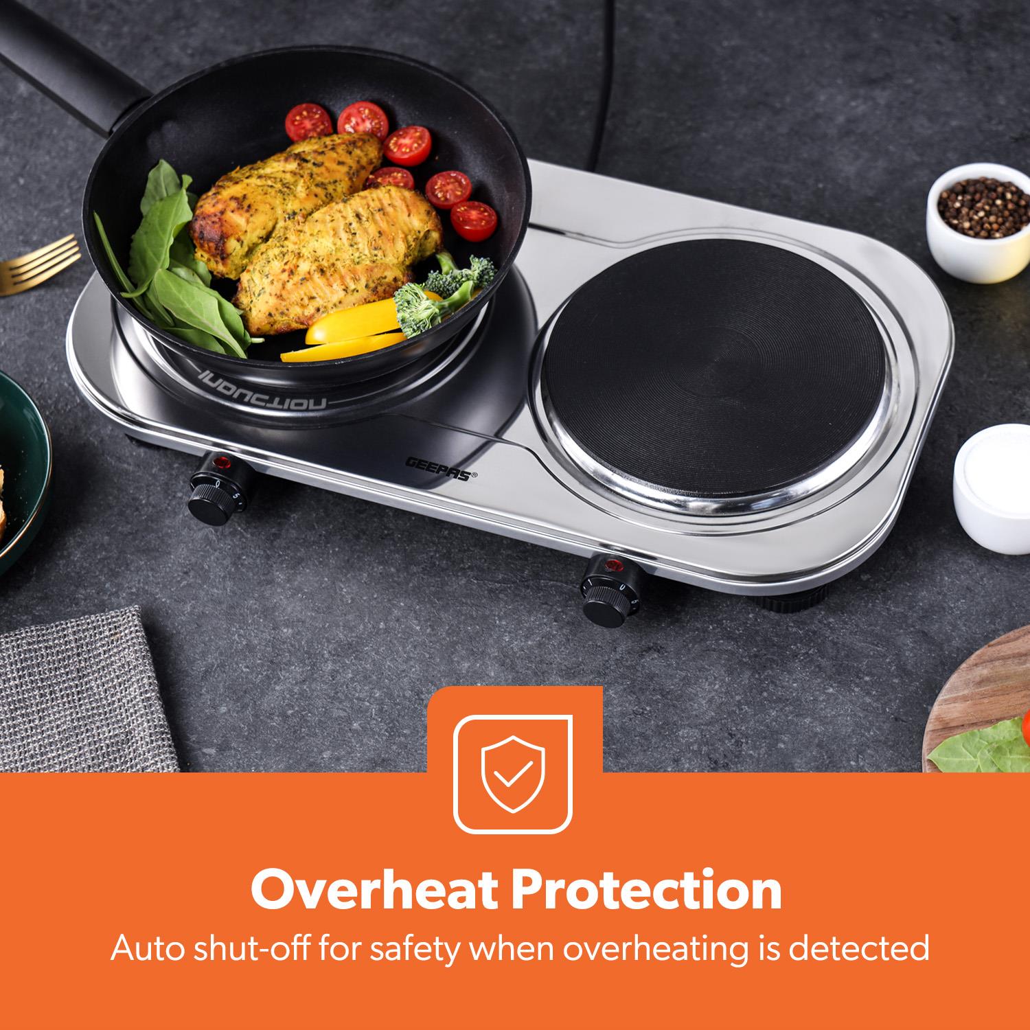 2500W Electric Double Hot Plate - Portable Stainless Steel Hob