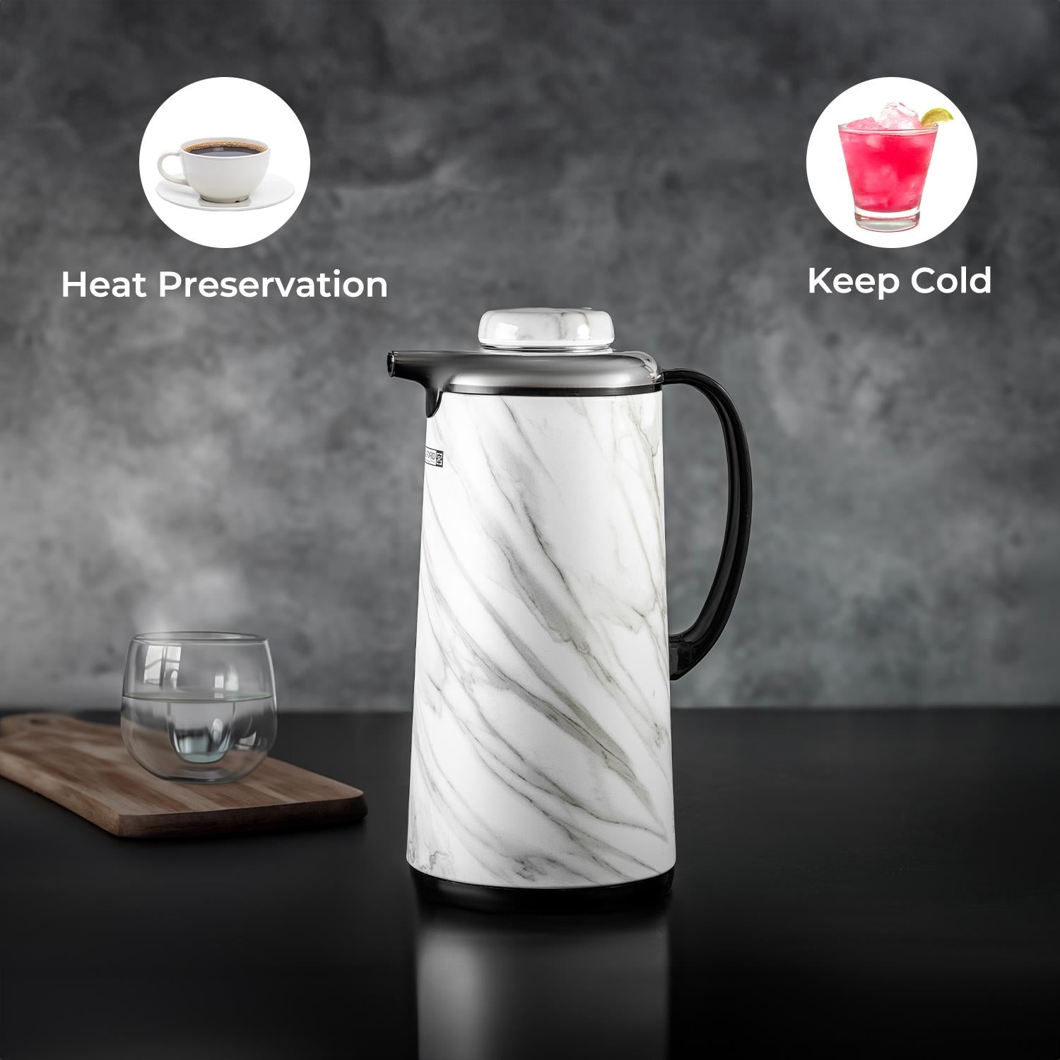 Double Walled Marble Vacuum Flask Jug 1900ml