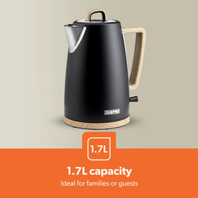 NordiQ Black 1.7L Fast Boil Stainless Steel Electric Kettle