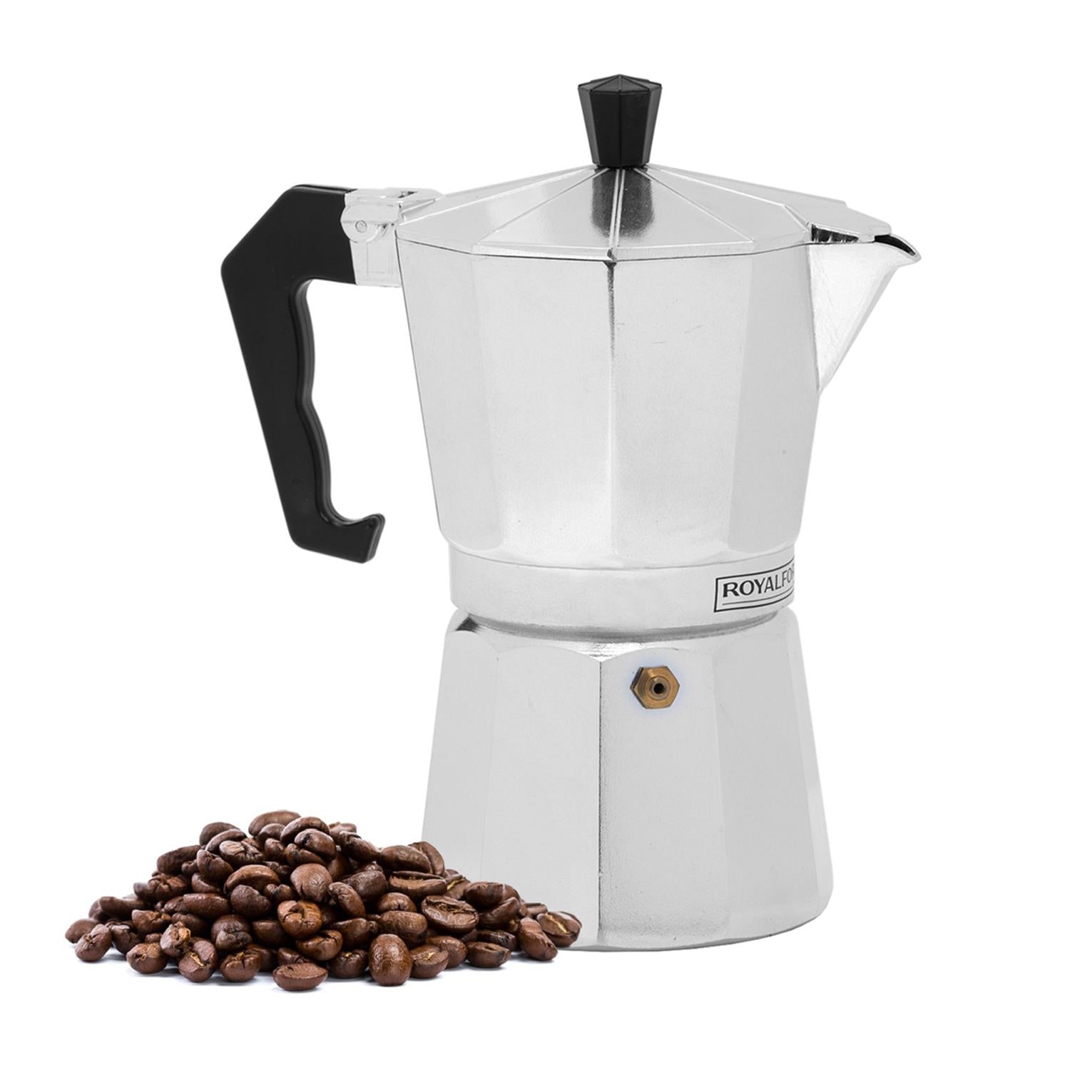 Espresso Stove Top Moka Coffee Pot (Black & Silver)