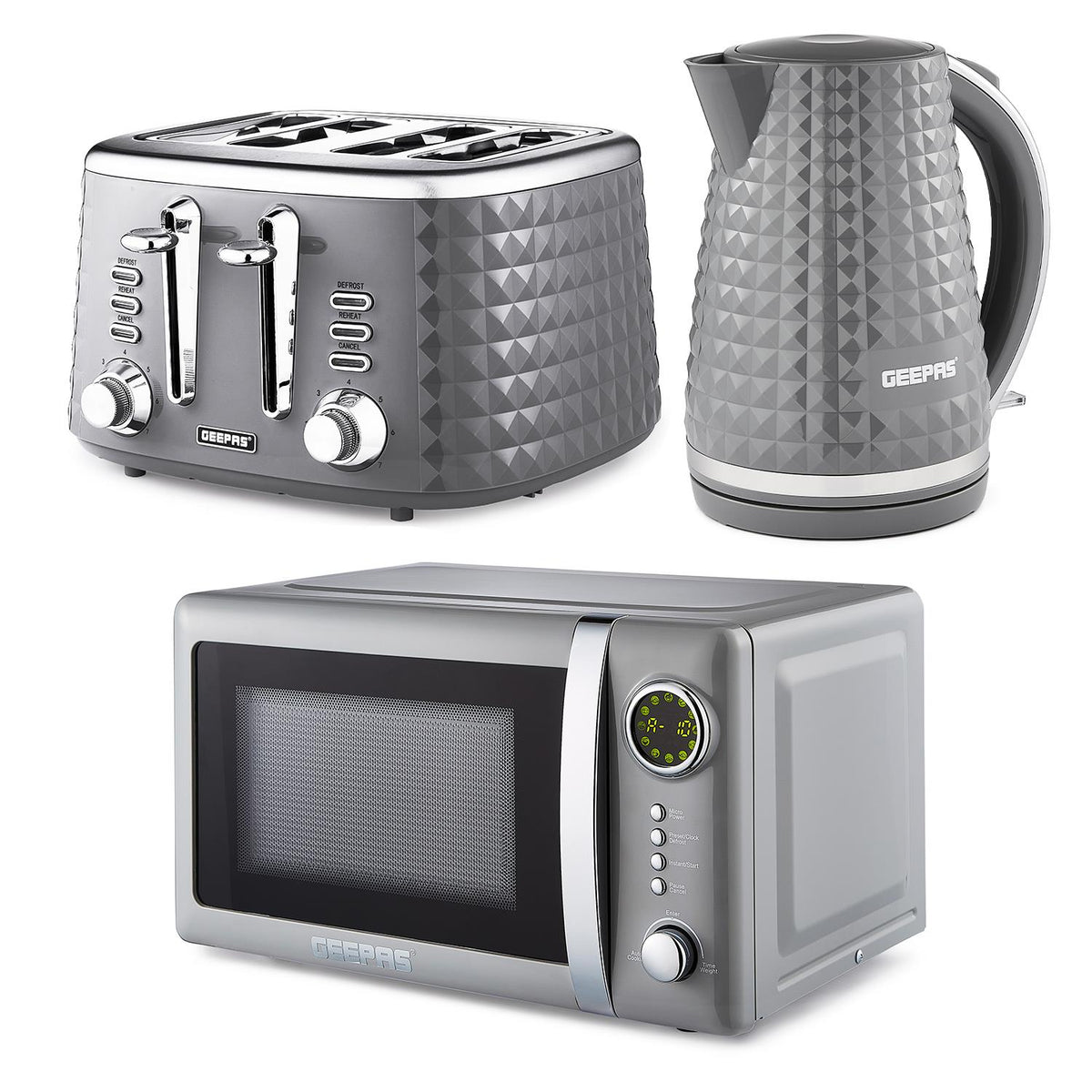 Digital 20L Microwave, Argyle 1.7L Kettle & 4 Slice Toaster Set