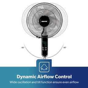 16" Portable Black Remote Controlled Pedestal Fan