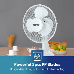 Quiet 9-Inch White Electric Portable Desk Fan